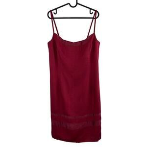 Vintage Mathilde Paris Cherry Red Linen Blend Slip Tank Dress Y2K Size 44